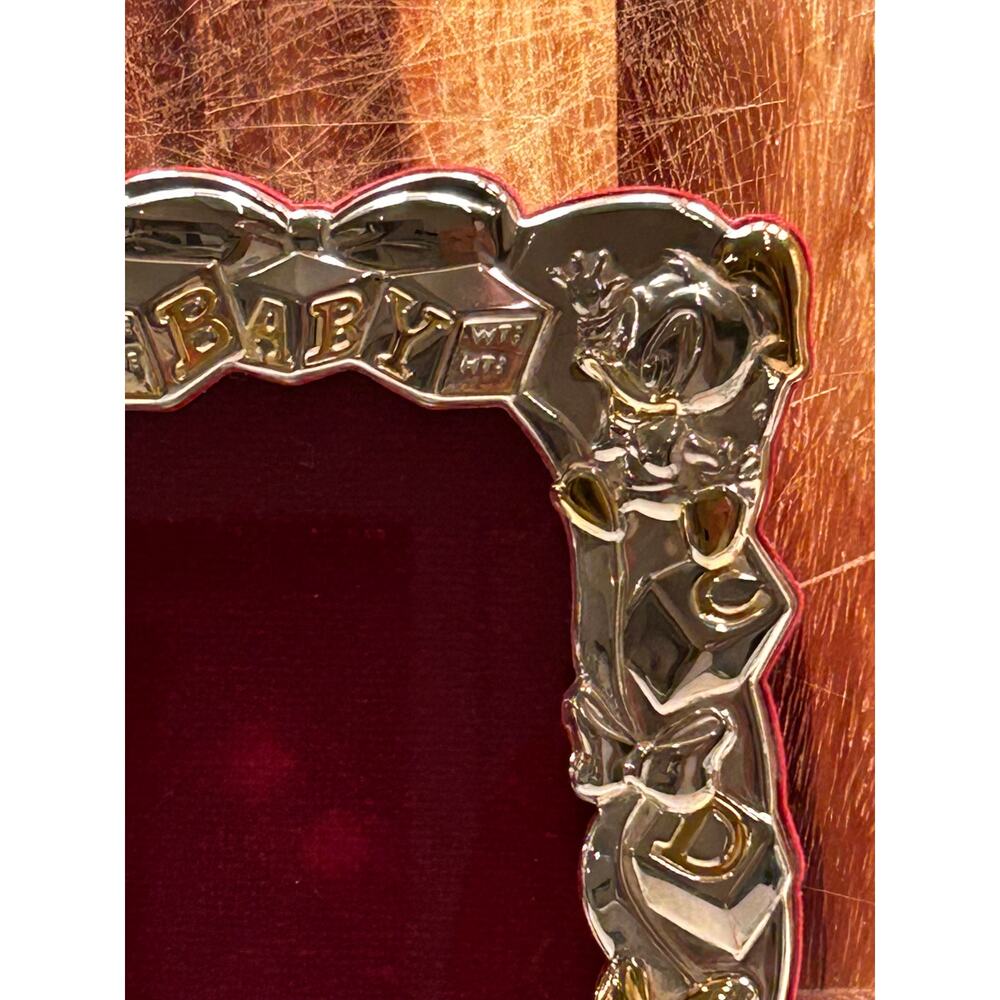 Vintage Disney Mickey Minnie Mouse Donald Duck Baby Frame Silverplate Brass 4x6 - Picture 10 of 11
